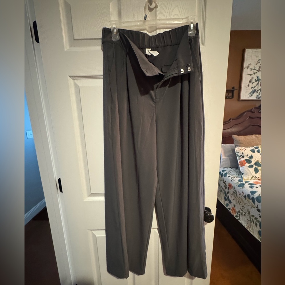 Alo High-Waist Dreamscape Trouser Dark Cactus Green Wide Leg Size L NWT